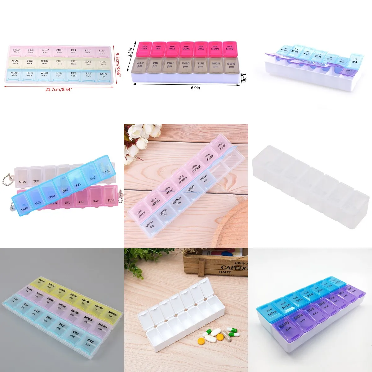 7 Days Weekly 14 Grids Pill Case Portable Travel Medicine Tablet Dispenser Organizer Box Splitters Pills Storage Container