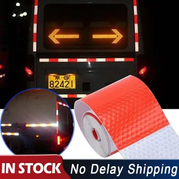 

5cm*3m Decorative Red White Reflective Tape Reflect Stickers Trailer Reflector Caution Safety Warning Tape Motorcycle Sticker