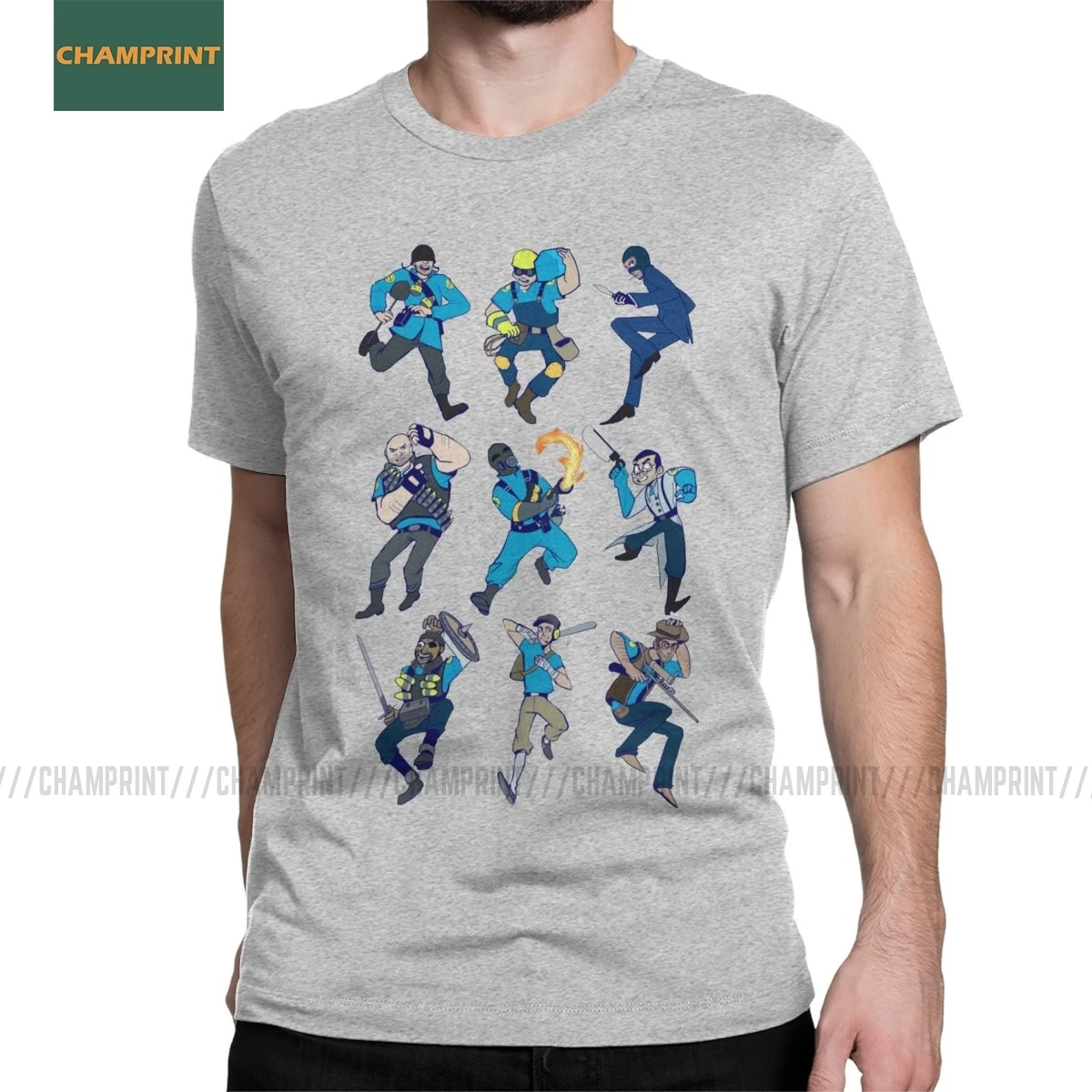 Men's Team Fortress 2 T Shirts TF2 Engineer Game Soldier Cotton Clothes Crazy Short Sleeve O Neck Tees Classic T-Shirts | Мужская