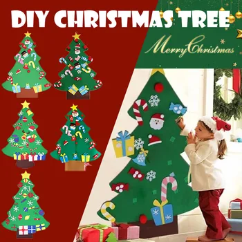 

Felt Christmas Tree Set Large DIY Christmas Tree with 30Pcs Detachable Ornaments and Hanging Rope Wall Decor Home Door Decoratio