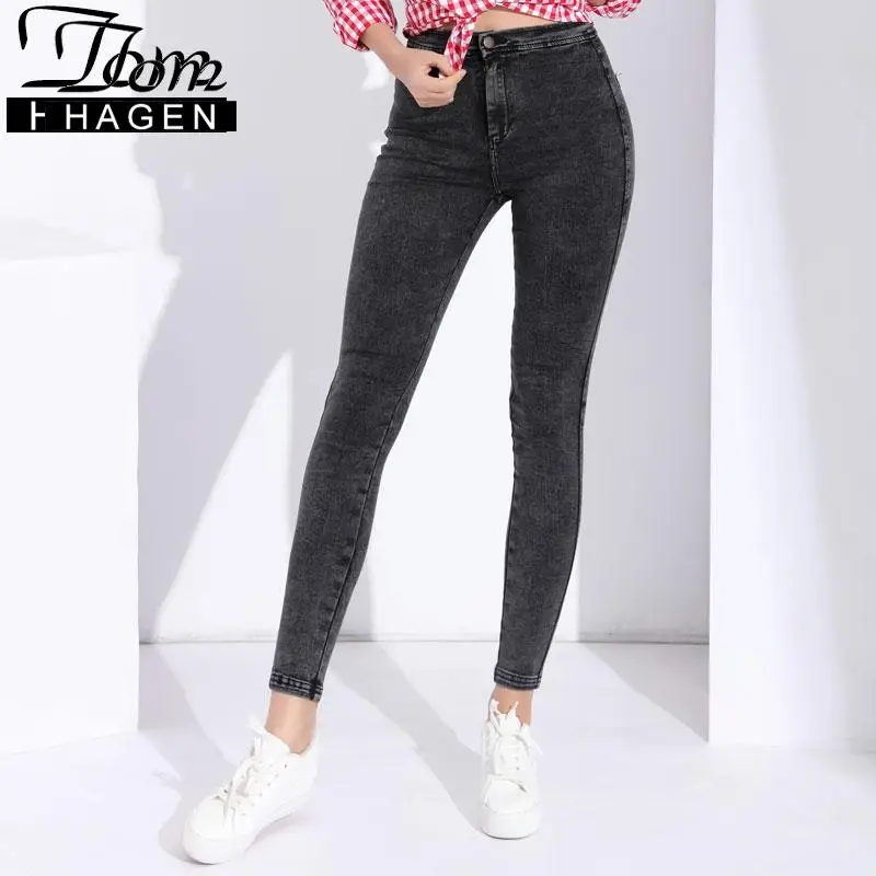 Женские джинсы эластичные облегающие хлопковые леггинсы однотонные черные