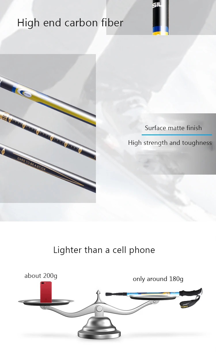 Pólos de Fibra Alça Reta Trekking Carbono Seção Ultraleve Aço Tungstênio Bengala Trilha Correndo Caminhadas Alpenstock 3 12 3 seção ultraleve aço tungstênio bengala trilha