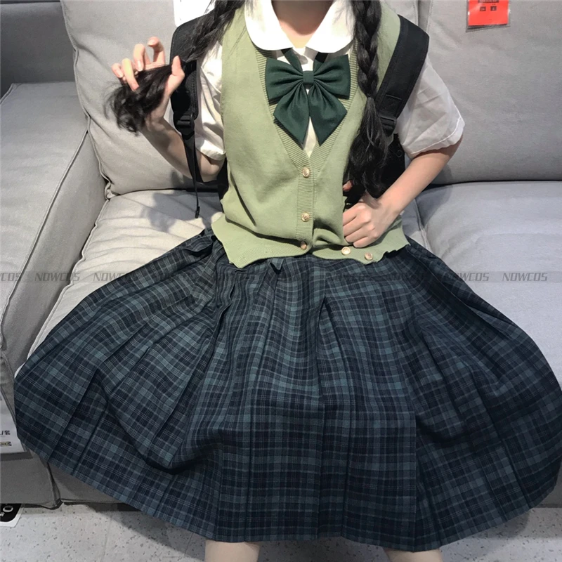 [Sandwich seaweed] Student JK Uniform Long Plaid Skirt Genuine Premium Grade Preppy Style Skirt Full set Autumn Winter Suits japanese school uniform japanese schoolgirl skirt