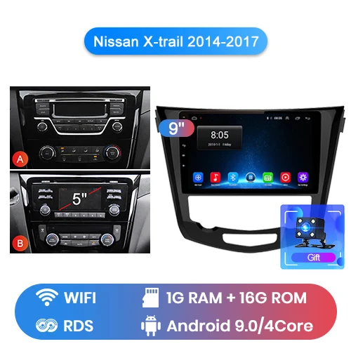 WIFI 1-16G Junsun 4G+ 64G Android 9,0 для Nissan X-trail- Авто 2 din Радио стерео плеер Bluetooth gps навигация нет 2din dvd - Цвет: WIFI 1-16G