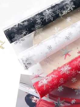 

50cmx5 Meter/roll Net Yarn Decoration Snowflake Packaging Net Flowers Wrapping Paper Bouquet Floral Material Scrapbook Paper
