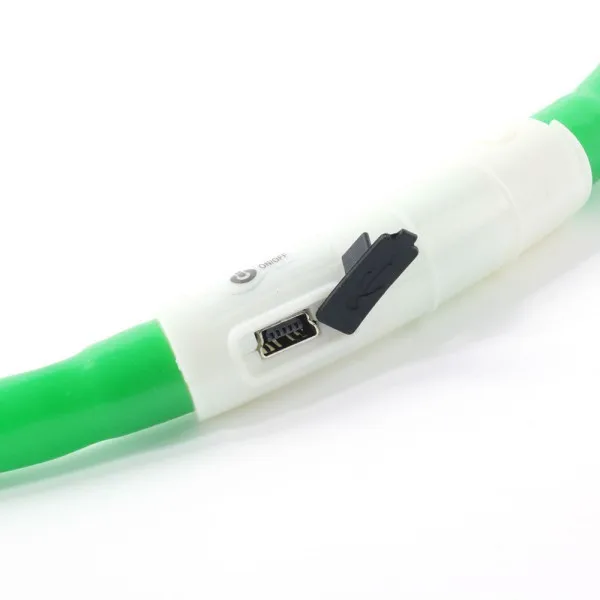 Регулируемая зарядка через usb питомец собачий воротник вел перезаряжаемые ночные светящиеся ошейники для собак Пластиковые Твердые шеи воротник для собак