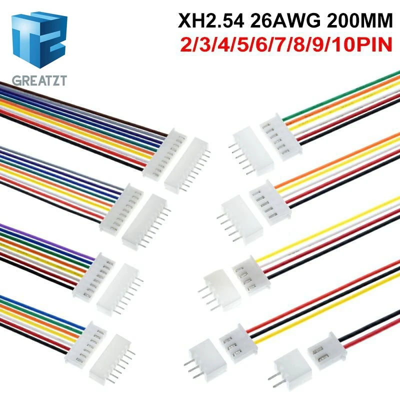 10Sets JST XH 2,54 XH 2,54mm Draht Kabel Anschluss 2/3/4/5/6/7/8/9/10 Pin Pitch Männlich Weiblich Steckdose 20cm draht Länge 26AWG – Detail 3