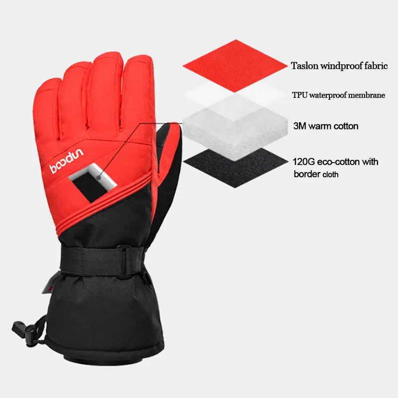4-Layer Waterproof Breathable Touch Screen Ski & Snow Gloves -40℉ Insulated Warm Winter Gloves for Snowboarding Motorcycle