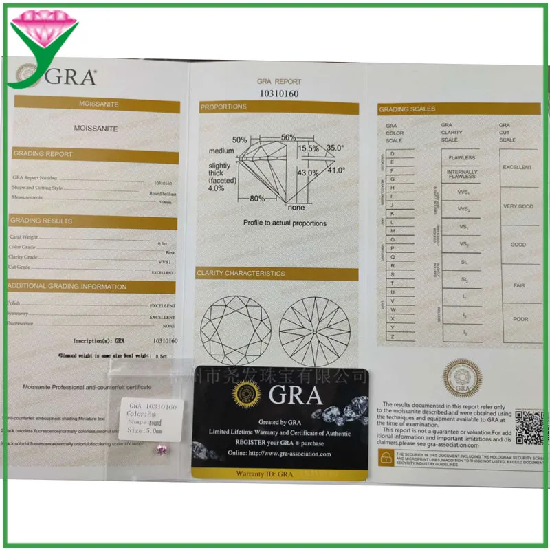 Positive Pass Tester Test 1CT 6.5mm GHI White Round Brilliant Cut Moissanites Lab With GRA Certificates & Carving Code