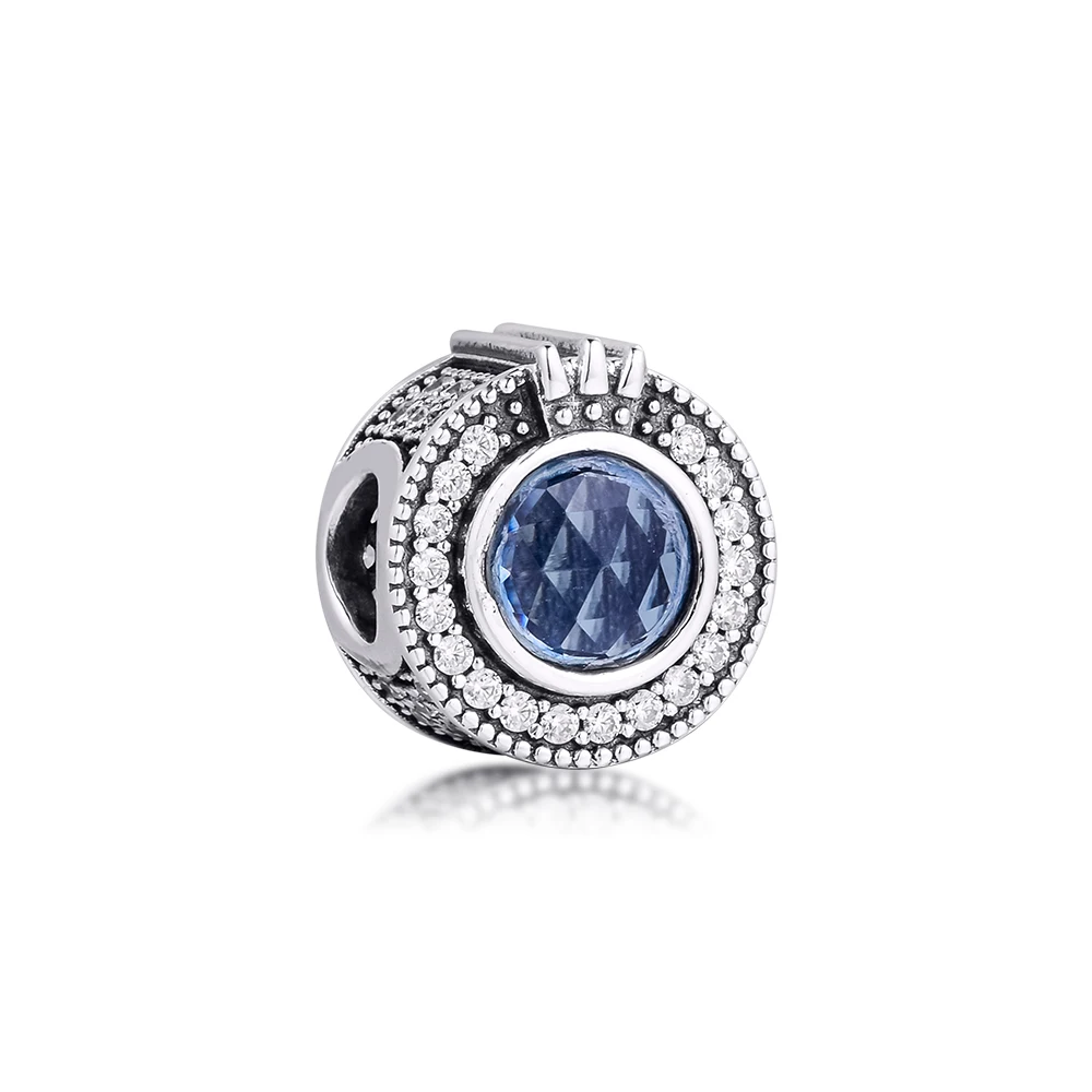 Charms fits for Necklaces Bracelets Sparkling Blue Crown O Beads 100% 925 Sterling-Silver-Jewelry Free Shipping | Украшения и
