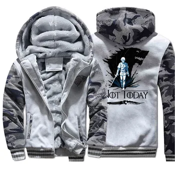 

Not Today Printed Men Hooded Game Of Thrones Hoodies 2020 Autumn Winter Casual Camouflage Plus Velvet Padded zipper Sweatshirt