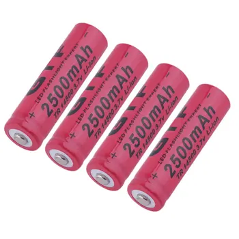 

4 Pcs 2500mAh 14500 Rechargeable Batteries Universal Red Color 3.7V TR14500 Lithium Li-ion Battery Set For Flashlight