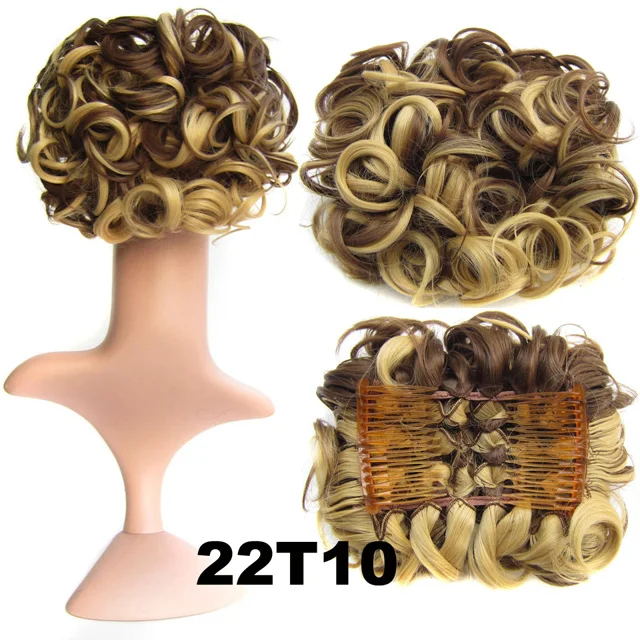 Similler короткие грязные кудрявые волосы булочка легко растягиваются расчески для волос заколки для наращивания шиньон поднос конский хвост шиньон - Цвет: 22T10