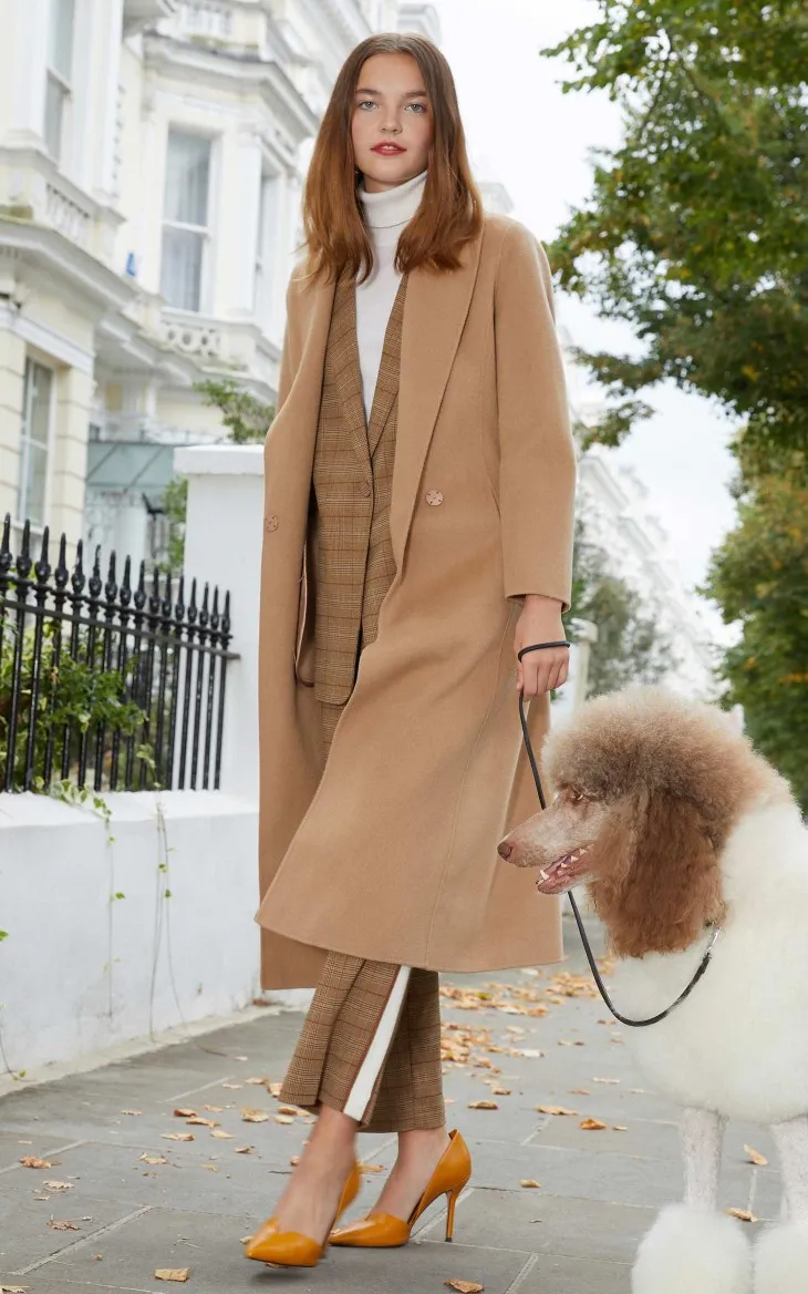 Vero Moda женские лацканы тонкий длинный минималистский шерстяное пальто | 318327548
