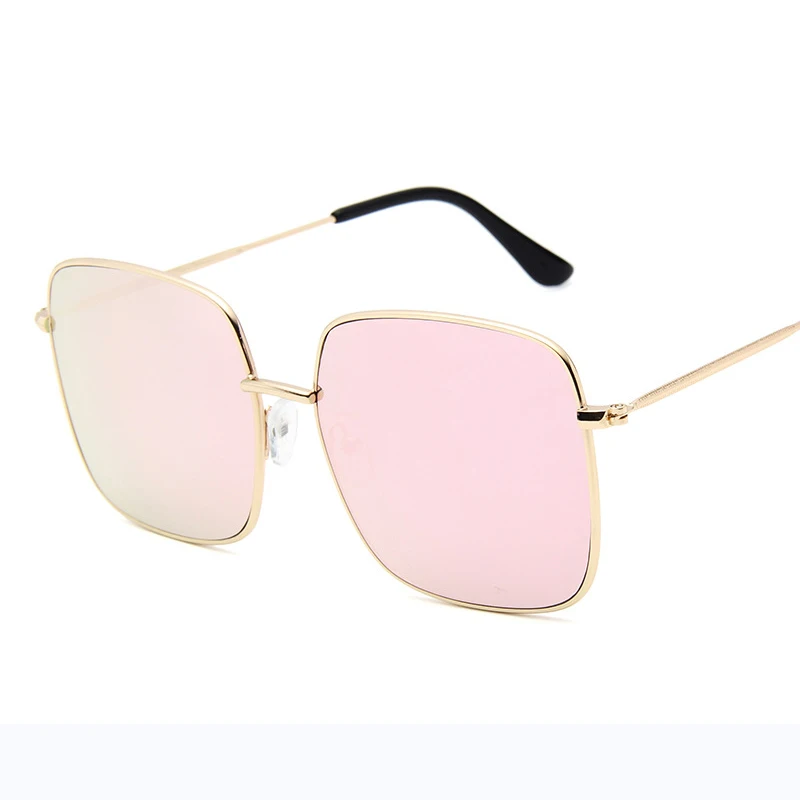 RBRARE, женские солнцезащитные очки, классические, металлические, квадратные, градиентные линзы, роскошный бренд, Ретро стиль, сплав, большая оправа, солнцезащитные очки, Ретро стиль, Oculos Feminino - Цвет линз: Gold Pink
