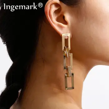 

Vintage Chunky Thick Link U Shape Geometric Drop Earrings for Women Knotted Link Dangle Long Earrings Fashion Ear Jewelry 2020