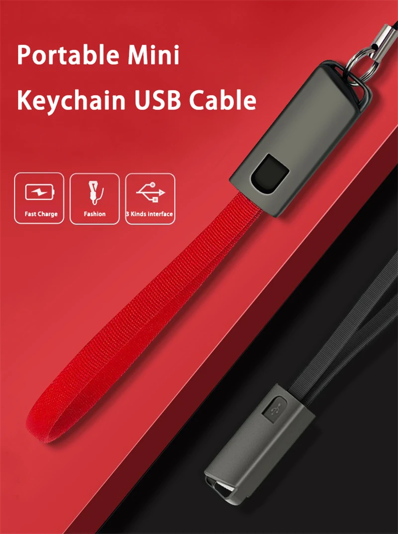 2.4A портативный брелок для ключей USB кабель для быстрой зарядки для iPhone XS MAX XR Micro usb type C зарядный провод для Samsung Xiaomi HUAWEI