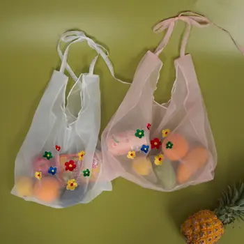 

Japanese Fairy Bag Wild Paragraph Organza Embroidery Casual Simple Student Hand Bag Shoulder Bag Clear