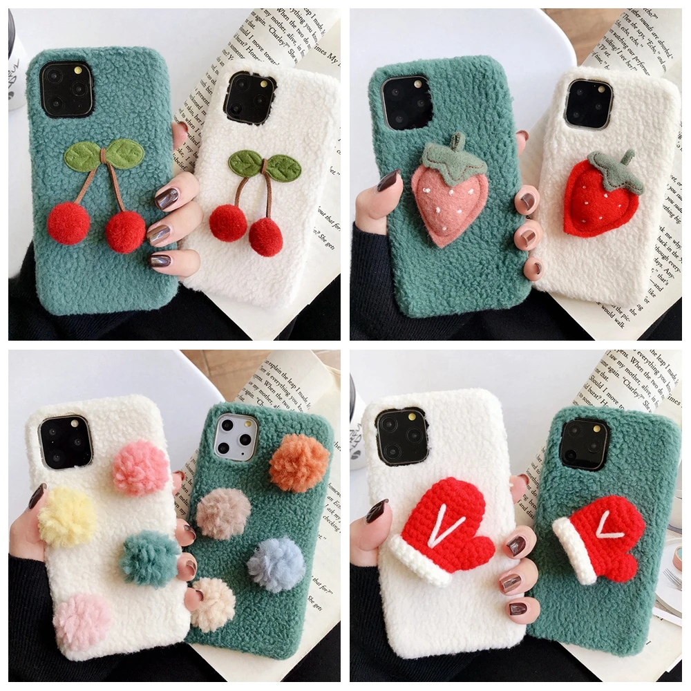 Новый Зимний меховой дизайн для iPhone 11 чехол 11Pro Max мягкая из овечьи шерсти шерсть