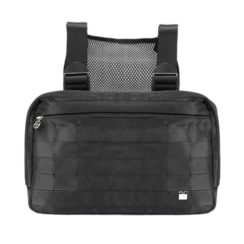 

Black Chest Rig Bags Functional Hip-Hop Streetwear Waist Bag Tactical Crossbody Bags Solid Oxford Shoulder Bags