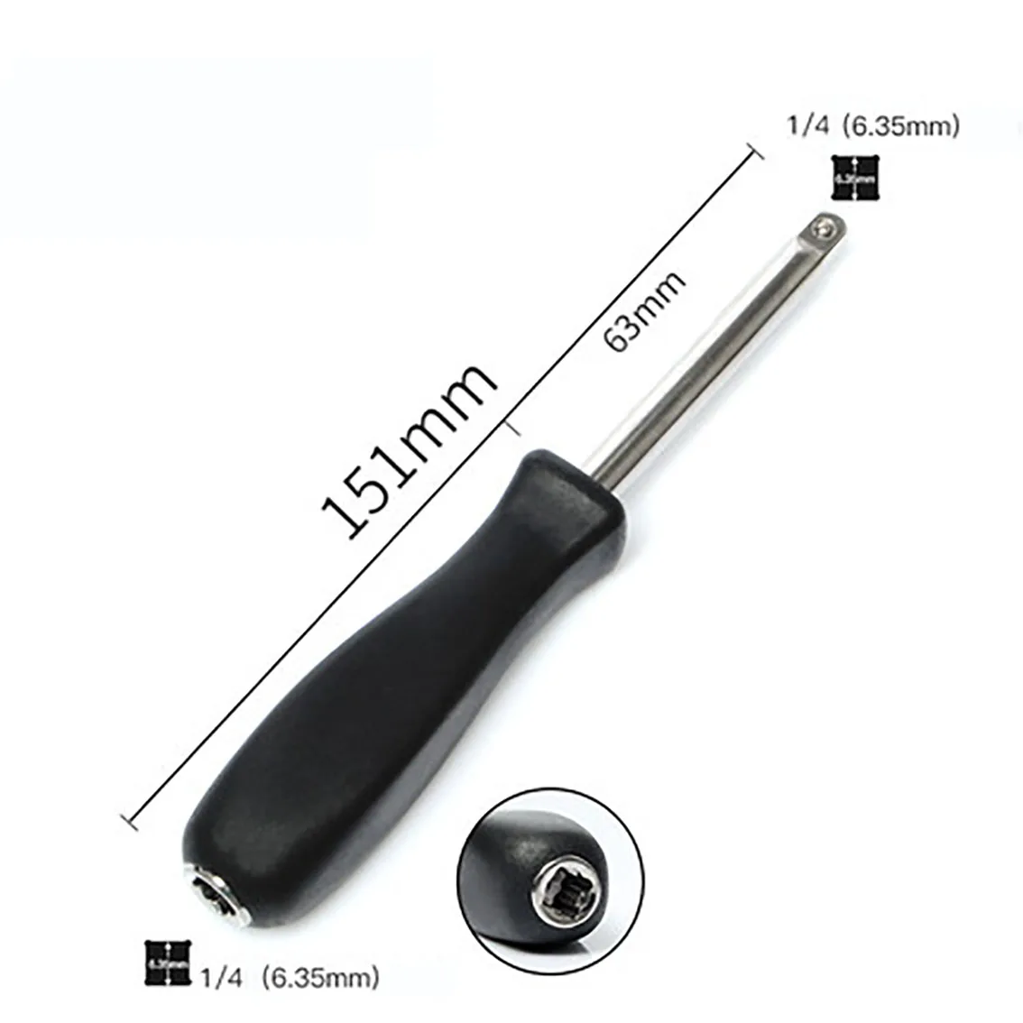 

1Pcs Small Square Rod Rotary Handle Handle Multi-function With 6.35mm Tail Hole Connecting Rod Screwdriver Socket Tool Wrench