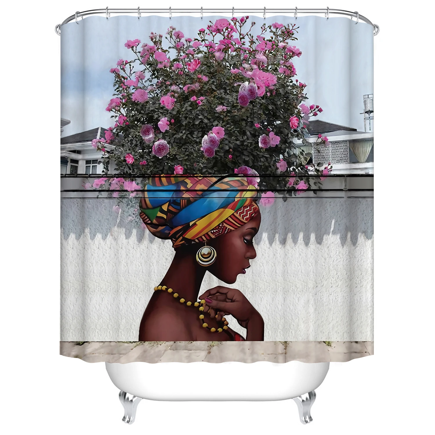 Art Design Graffiti Art Hip Hop African Girl Bathroom Shower Curtain 