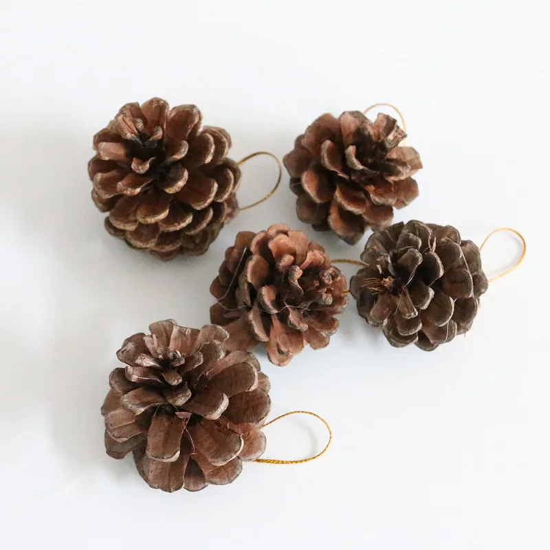 6pcs pine cone Сделай Сам, бант, Рождественское украшение, дерево, подвесной набор, вечерние, новогодние, рождественские аксессуары для дома - Цвет: 6pcs pine cone