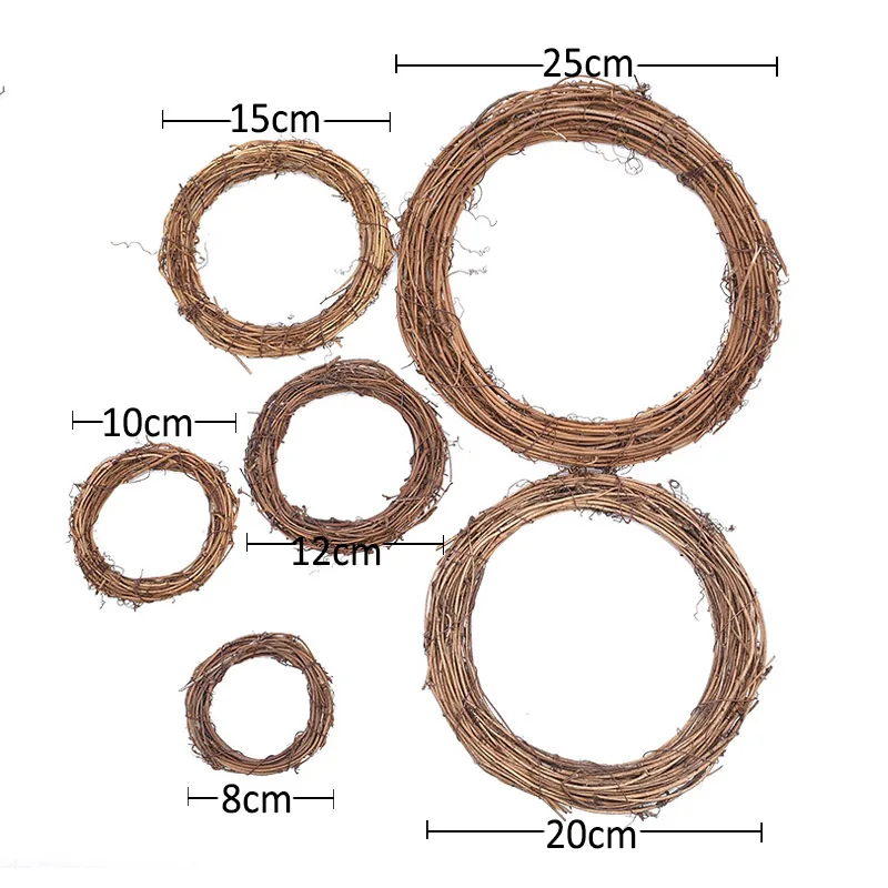 12-25 см Рождественский венок из натурального ротанга DIY рождественское свадебное украшение гирлянда материал для дома свадебная дверь настенное украшение