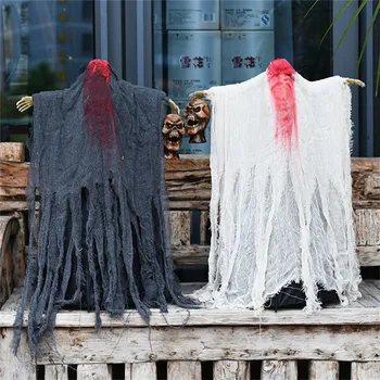 

Halloween Horror Toys No Head Scary Ghost Electric Induction Glowing Eyes Hold Broken Head Arm Swing Haunted House Horrifying