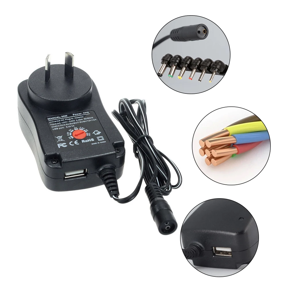 Универсальный Регулируемый адаптер переменного/постоянного тока 30 Вт