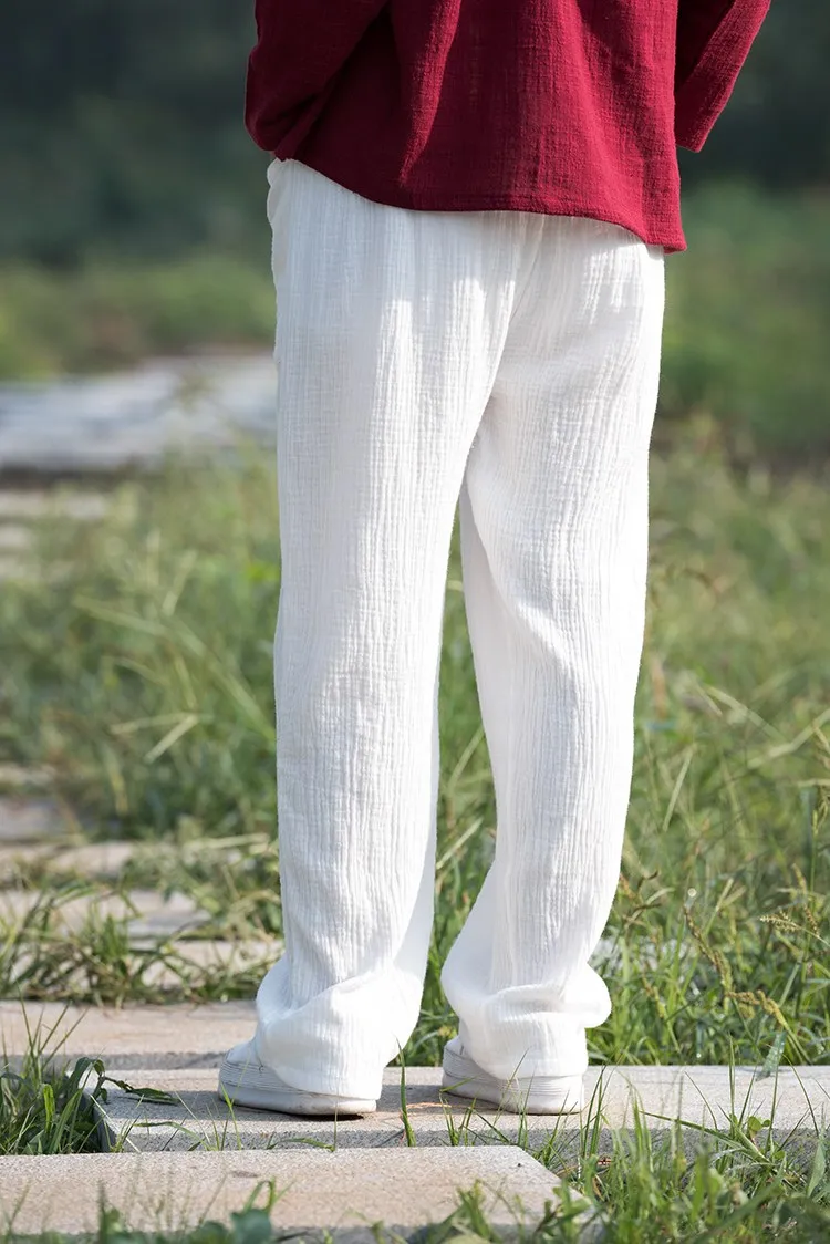 Брюки для Для женщин Pantalon Femme ete эластичная резинка на талии; хлопковые мешковатые Для женщин брюки летние свободные штаны-шаровары белого Kawaii, Милая зимняя куртка с длинными