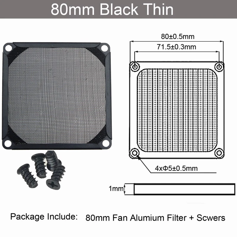 5 шт. Gdstime 140 мм вентилятор алюминиевый пылезащитный Пылезащитный фильтр для ПК охлаждающий шасси вентилятора решетка защита 60 мм 80 мм 90 мм 120 мм вентилятор - Цвет лезвия: 8cm Thin Black