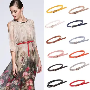 

108*1cm New Fashion Adjustable PU Leather Belts Thin Skinny Waistband Candy Colors Belts For Women cinturon mujer cinto feminino