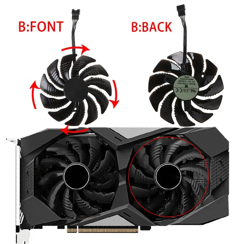 Охлаждающий вентилятор T129215SU 85 мм кулер для Gigabyte Geforce GTX 1050 1050TI 1060