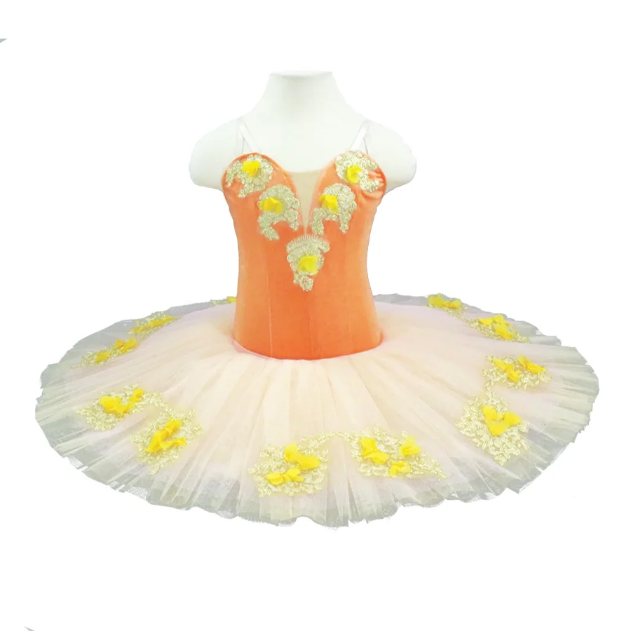 

Classical Ballet Tutu Peach Fairy Girls Platter Tutus Orange Professional Tutu Adult Performance Pancake Ballet Tutu Costume