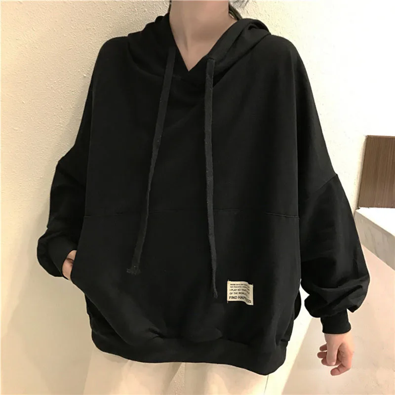 NORMOV Autumn Women Sweatshirt Warm Longsleeve Loose Hooded Pullover With Large Pocket Solid High Street | Женская одежда