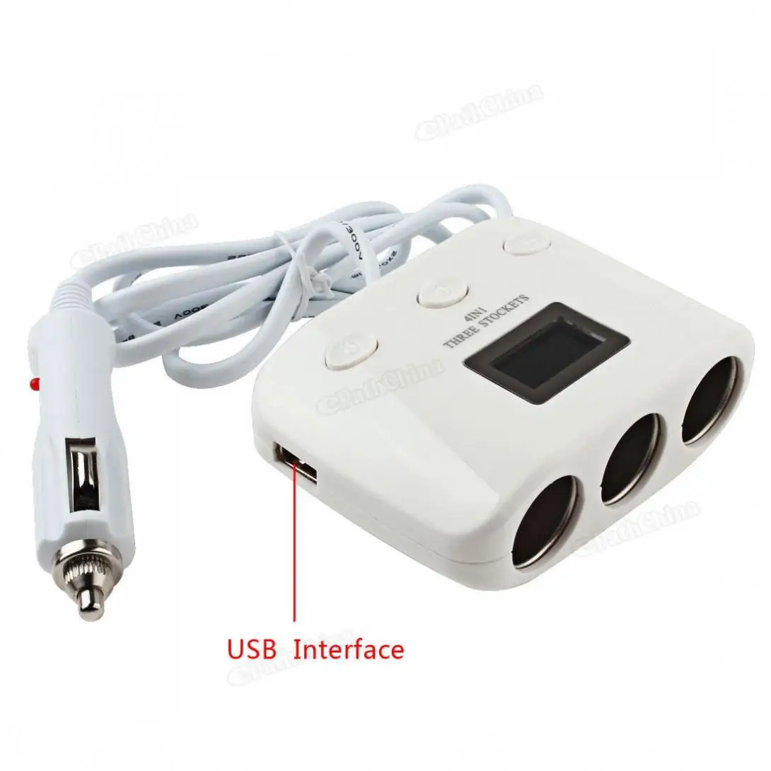 3 способ прикуривателя Разветвитель 2 USB конвертер питания автомобильный адаптер Поддержка автоматического отключения питания