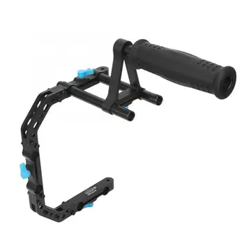 

FOTGA Black DP3000 M2 Portable 15CM Long Tube C Shape Cage Bracket Handle for 15mm DSLR Rod Follow Focus