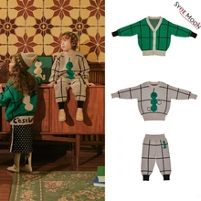 Г. Детские свитера; Новинка г.; осенне-зимний брендовый кардиган с модным принтом для мальчиков и девочек; Детские хлопковые топы; верхняя одежда