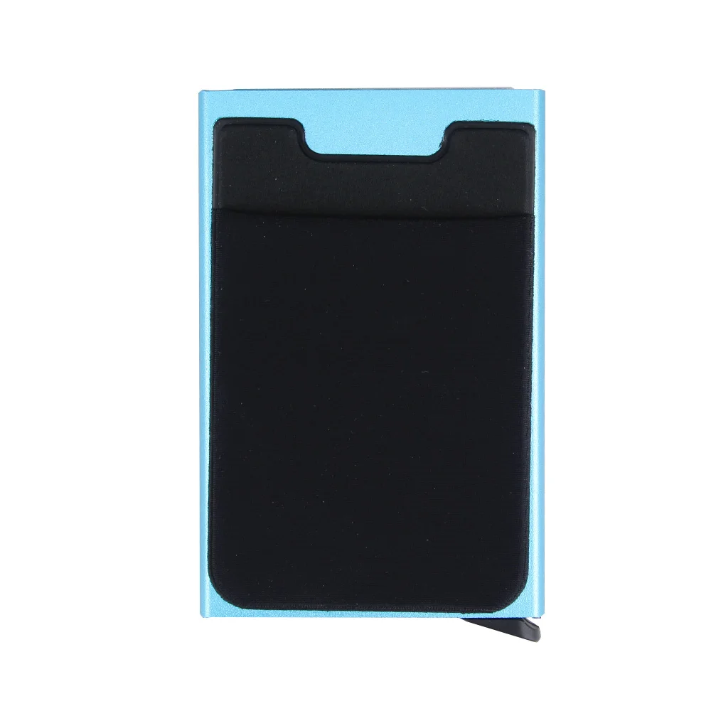 Gemeer Aluminum Wallet With Elasticity Back Pouch ID Credit Card Holder RFID Mini Slim Wallet Automatic Pop up Credit Card Case