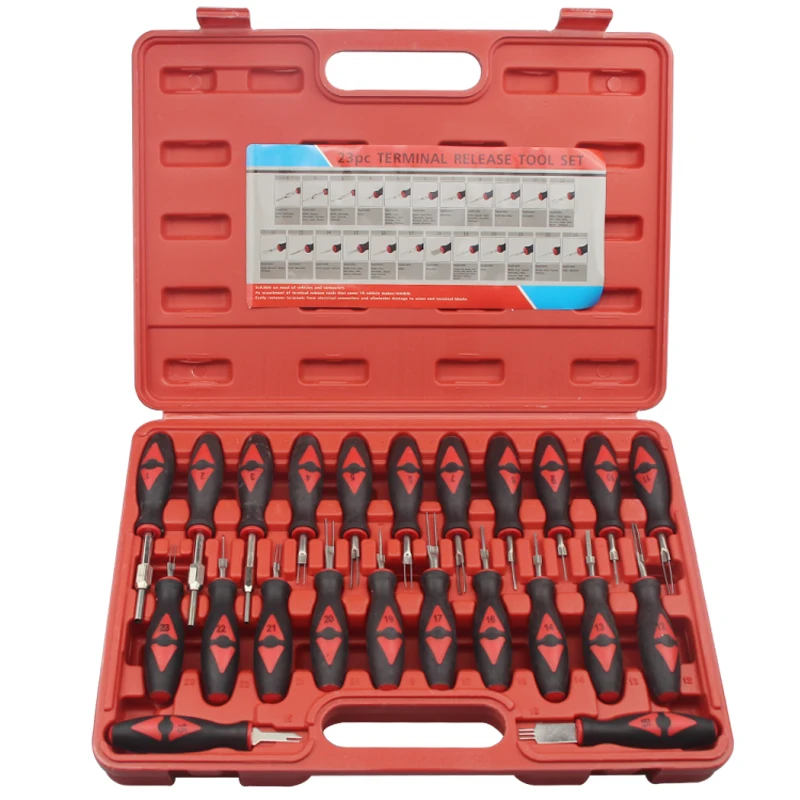 Plastic Connector Housing Plugs Remover Delray Auto Parts 23 Piece Universal Electrical Terminal Release Tool Set Easy Crimp Pin Removal Set with Application Chart 