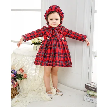 

1-6 years autumn winter children clothing Girls Spanish red uterine palace dress retro tutu birthday dress Hooded princess dress