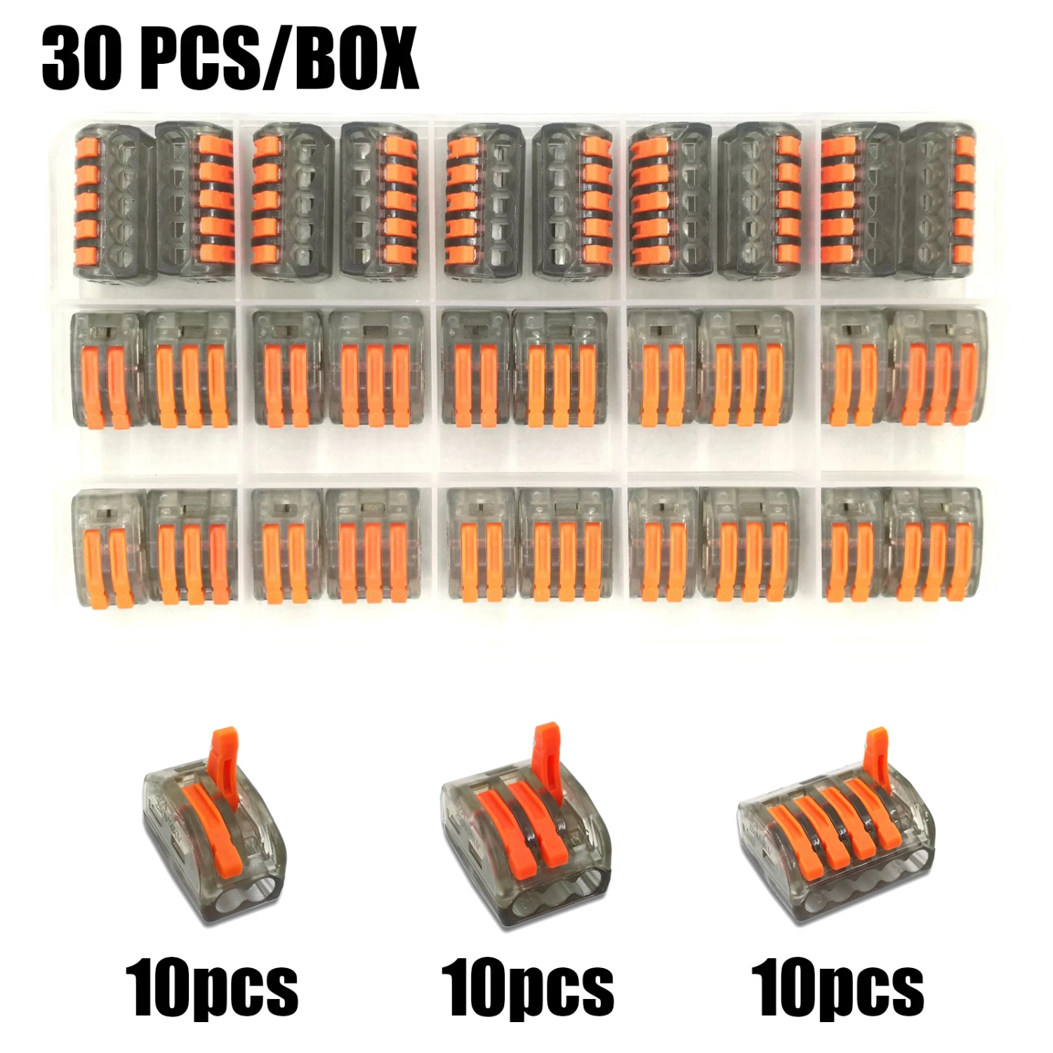 30boxB Тип 30/50/60/96 шт смешанные в штучной упаковке быстрый соединитель проводов PCT-212/213/214/215 компактный проводки соединитель-проводник клеммной колодки - Цвет: 30boxB