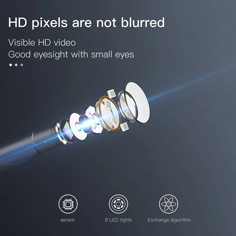 5.5mm 내시경 미니 카메라 LED 라이트 HD 비디오 비주얼 귀 스푼 보어스코프, 가정용 USB 검이경 안드로이드 OTG UVC 전화
