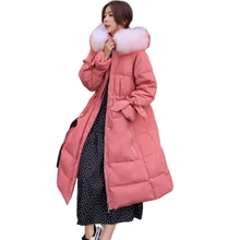 Женские зимние свободные куртки с капюшоном, длинное женское пальто, теплая куртка, Женская парка размера плюс, зимняя одежда с поясом, Casacos Feminino