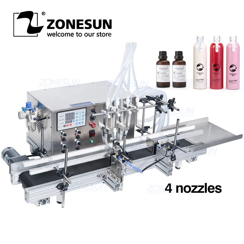 ZONESUN 4 сопла автоматическая машина для розлива бутылок с ЧПУ наполнитель