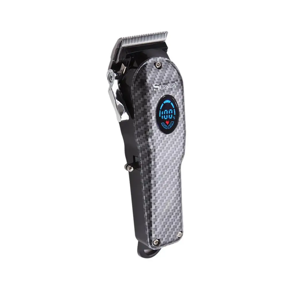 Surker машинка для стрижки волос Профессиональные ножницы для парикмахеров Регулируемый резак для мужчин USB зарядное устройство стрижка машинка беспроводной триммер для волос - Цвет: black