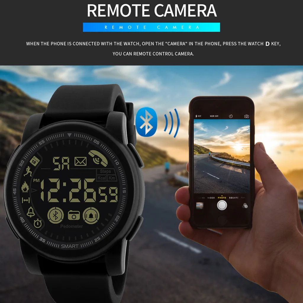 Men Sport Watches Fitness Tracker Waterproof Bluetooth Smart Watch Pedometer for Android iOS Wrist Clock Reloj Hombre homme