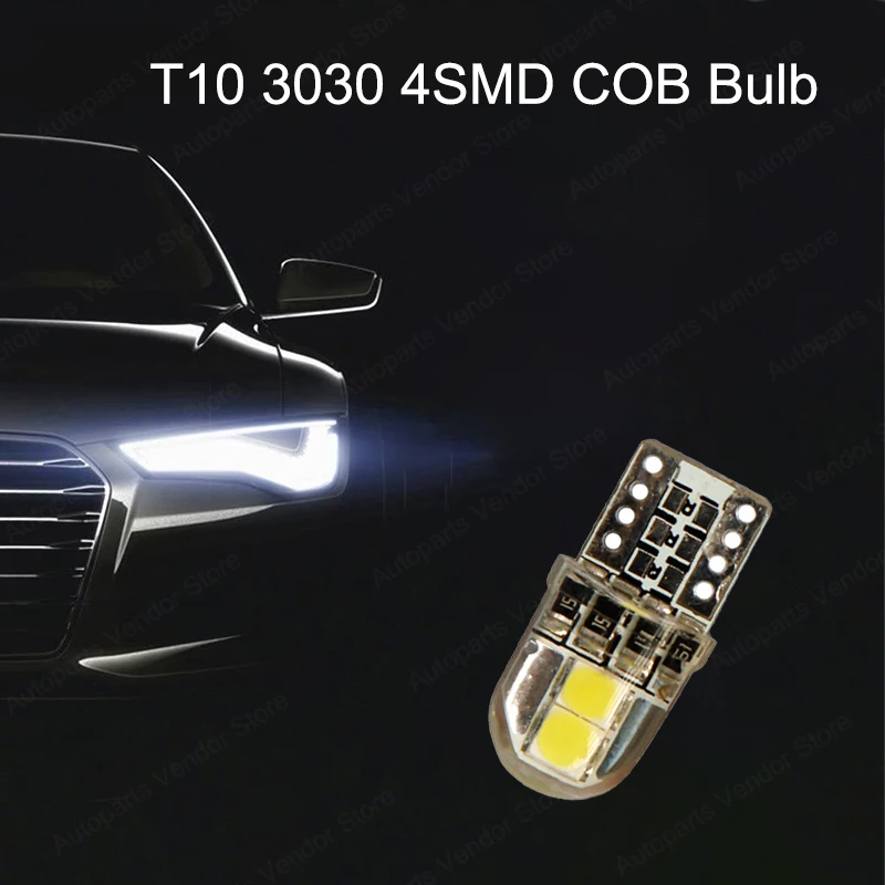 

10 светодиодный т., Автомобильные светодиодные лампы T10 W5W Silcone 3030 4SMD для габаритных огней 168 194 12 В