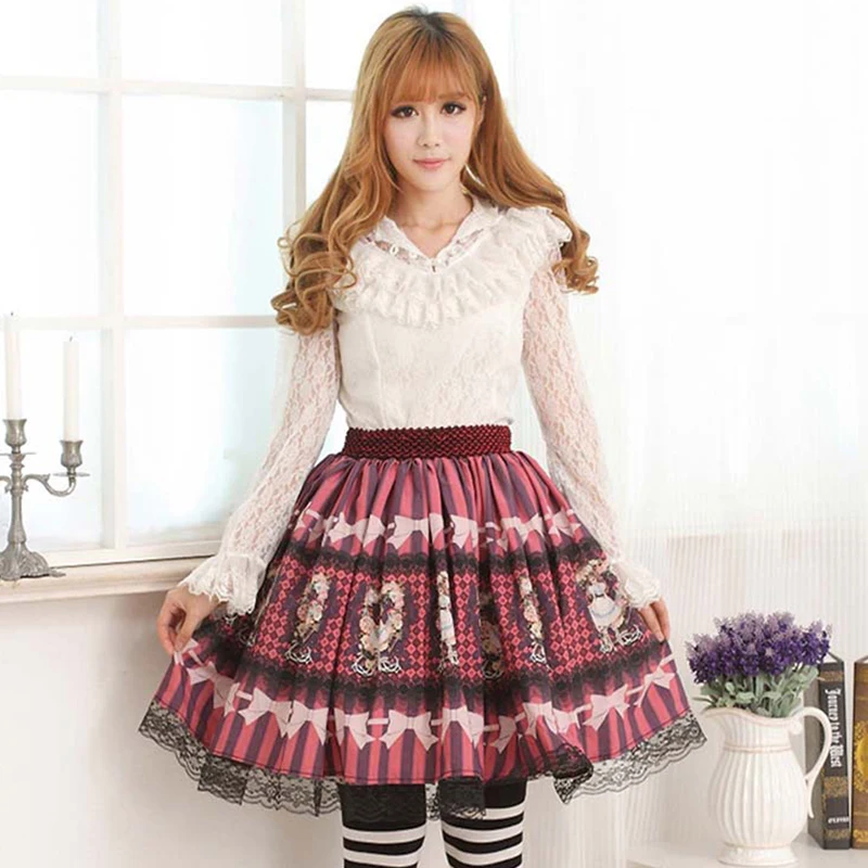 Принцесса Сладкая Лолита Юбки сладкая принцесса юбка сказка Алиса чай клуб серии половина длины юбка Модные женские GZWY102